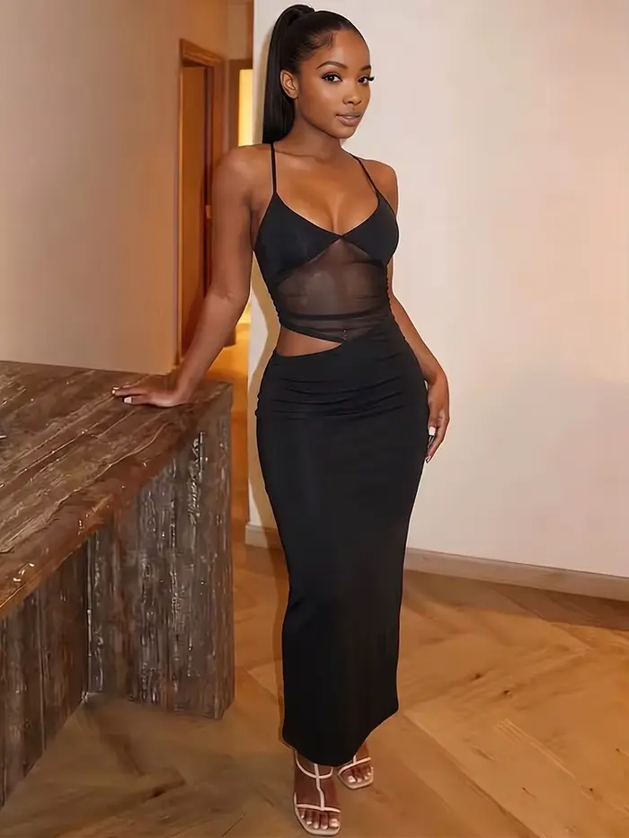 Robe sans manches Sisterlinda Jesenná Kolekcia Junior en polyester pour jeunes femmes ajustement évasé décolleté audacieux soirée été