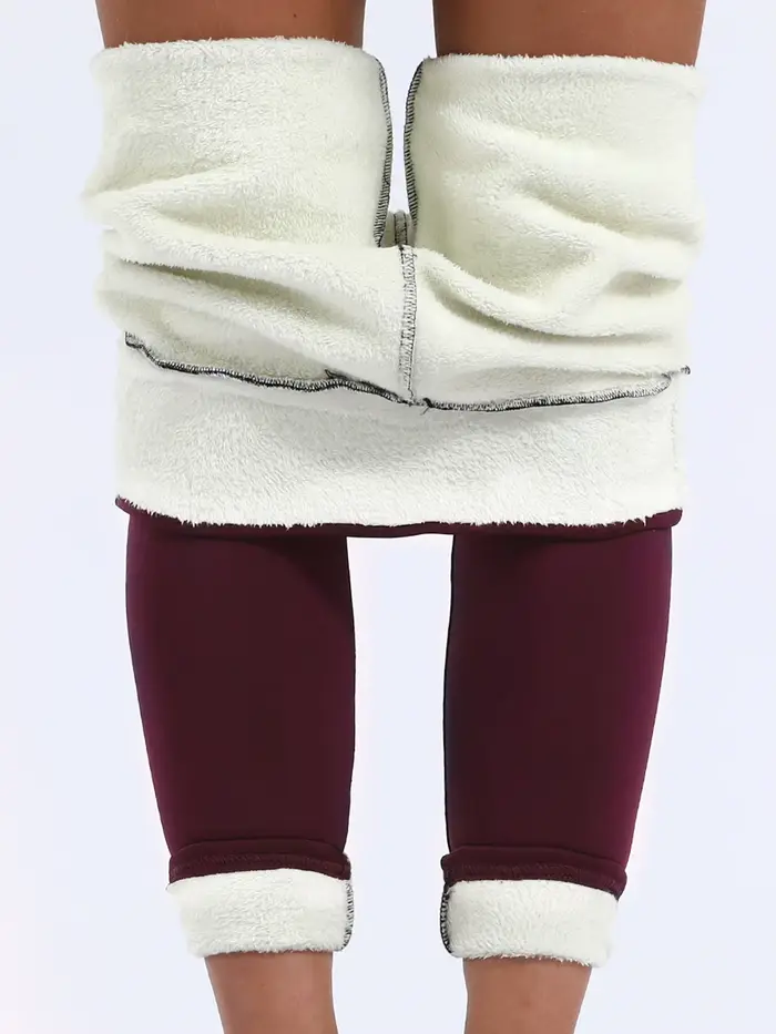 Velours hiver Leggins femmes couleur unie pantalon épais chaud velours taille haute couleur unie ext