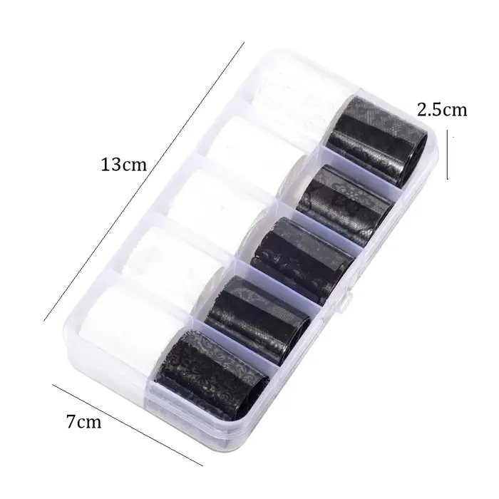 Feuille de transfert de dentelle noire et blanche, 10 rouleaux de 2.5x60cm, pour Nail Art, enveloppe