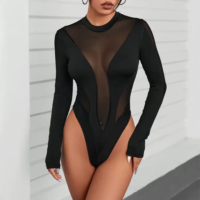 Body moulant en résille pour femmes, haute élasticité, amovible, basique, modelant la taille, bretel