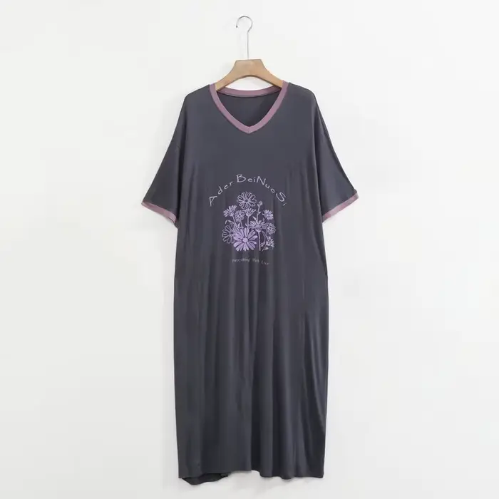 Vêtements de nuit femme dessin animé imprimé chemise de nuit longue femme ample Modal confort vêteme