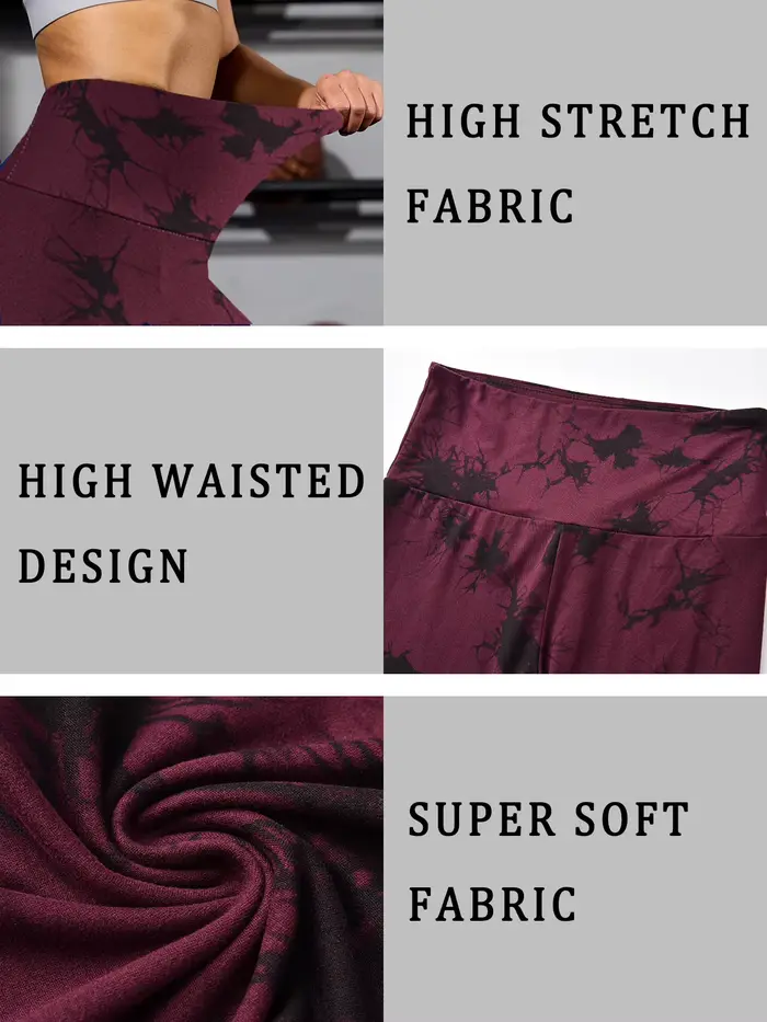 Dámske športové legíny tie-dye s vysokým pásom