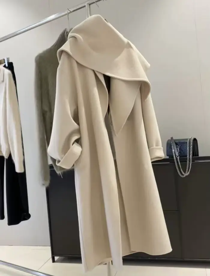 Vlna a polyesterová srsť s gombíkmi pre ženy, elegantná a teplá na jeseň a zimu