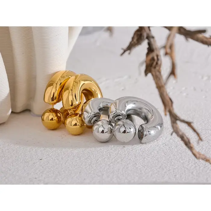 Yhpup – boucles d'oreilles rondes en forme de C en acier inoxydable, épaisses et inhabituelles, bijo