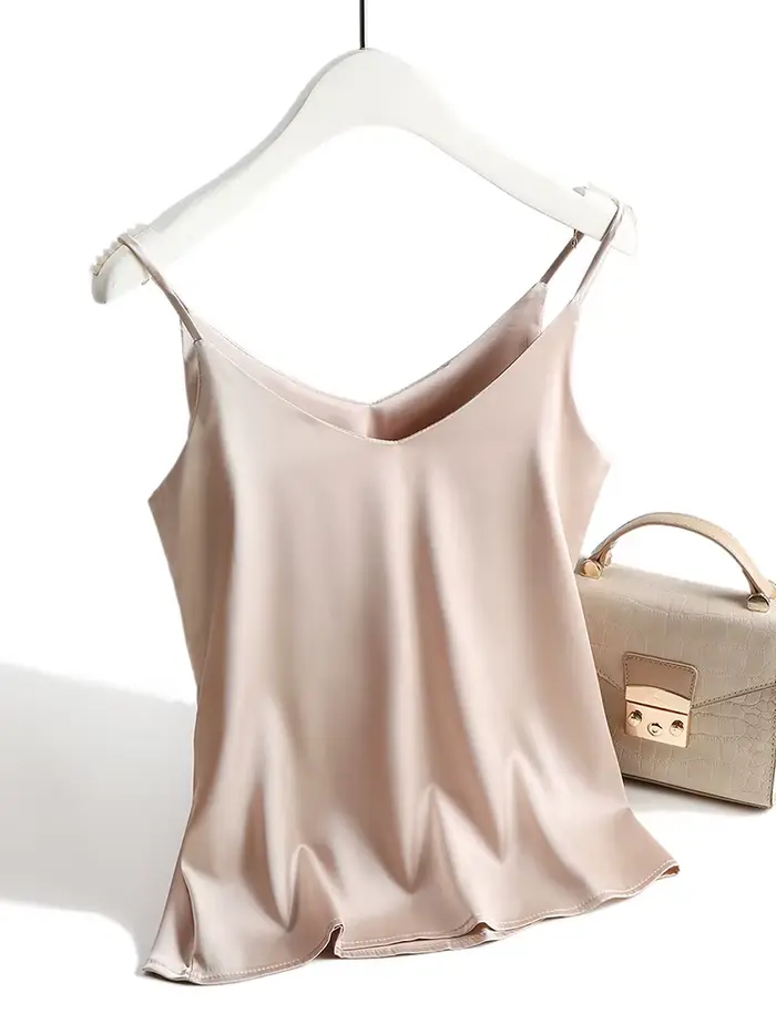 Camisole en soie et polyester pour femmes style décontracté adapté à l'été et aux occasions spéciales