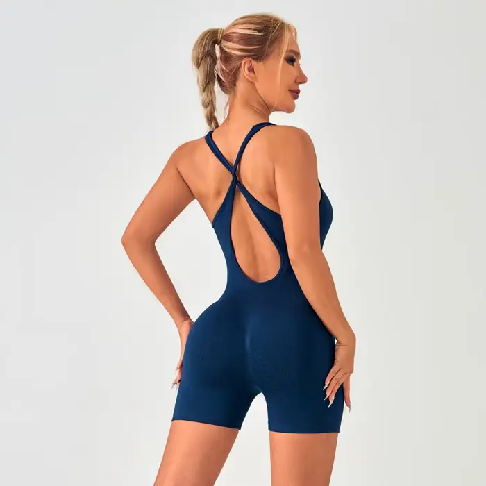 Body d'été vêtements de sport femme gymnastique sexy pour fitness fête shorts combinaisons salopette femmes yoga combi-pantalon barboteuses tricoté en polyamide et élasthanne style sportif junior printemps été