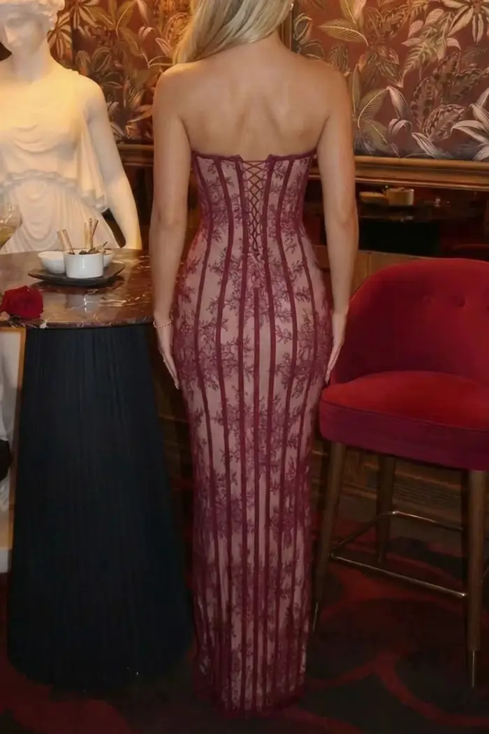 Elegantná čipková šaty bez ramienok pre ženy