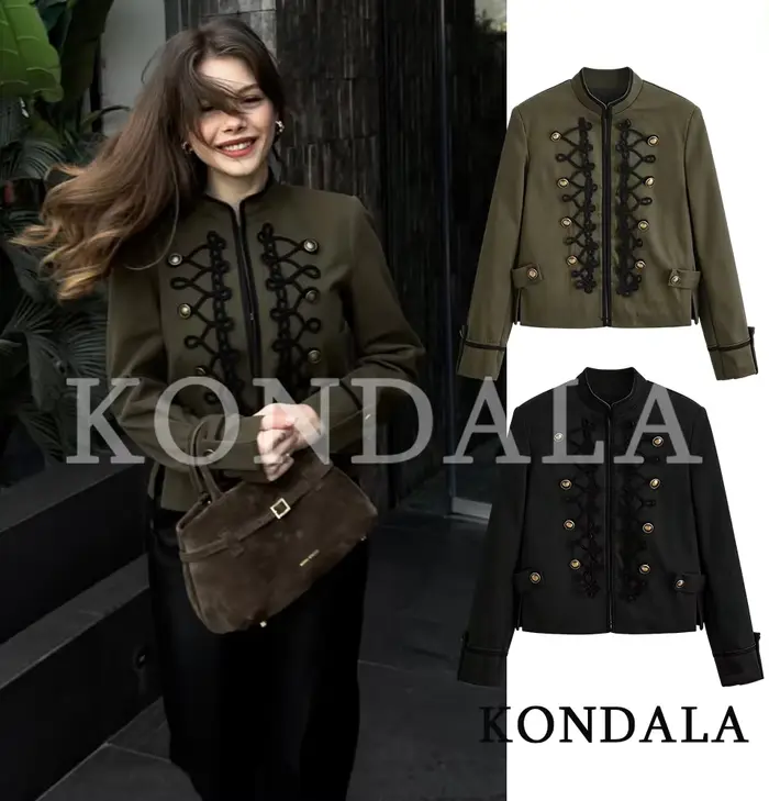 KONDALA – Nouvelle veste Napoléon élégante pour femme, tendances printemps 2026, style vintage, cint