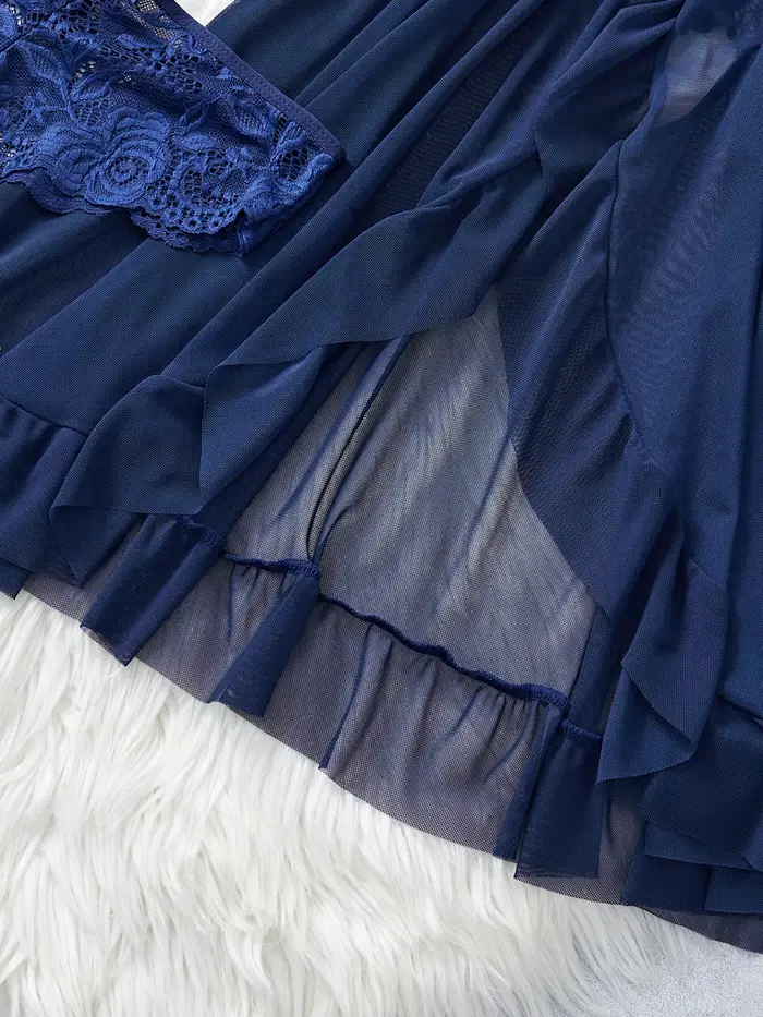 Lingerie de nuit transparente féminine en nylon et élasthanne avec col en V pour femmes, lingerie sexy pour occasions spéciales et nuits chaudes d'été