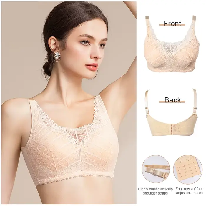 Soutien-gorge de mastectomie LERVANLA 2566 en polyester et élasthanne avec broderie solide pour femmes grandes tailles occasions quotidiennes et spéciales