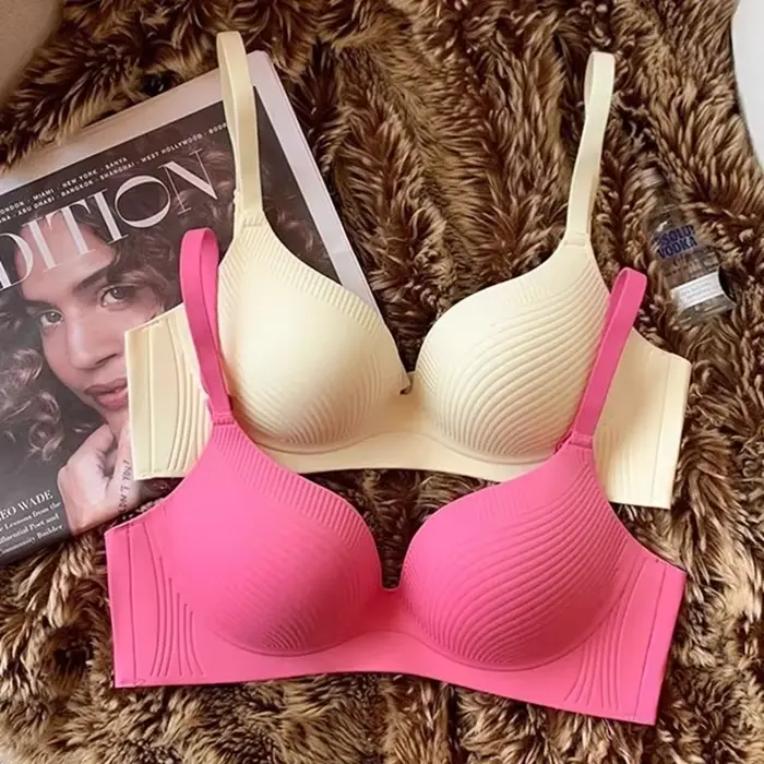 Bezšvová podprsenka pre ženy s veľkorysým pleteným prsníkom z elegantného elastanu a nylonu pre optimálnu podporu a každodenné pohodlie