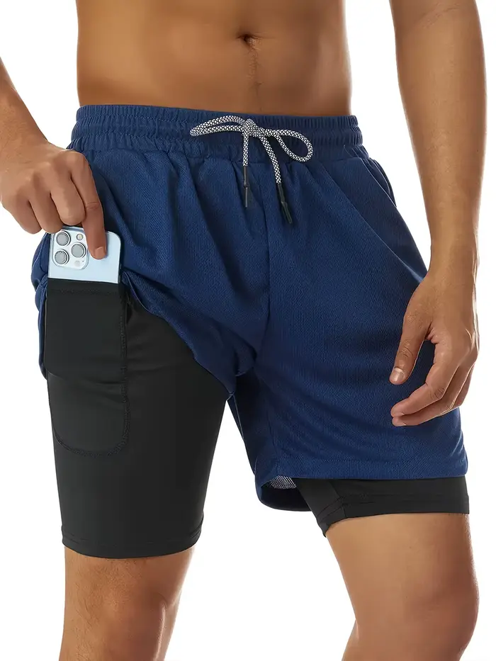Short de sport à séchage rapide pour hommes, pantalon de Fitness 2 en 1, short d'exercice de course,
