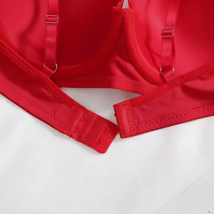Sexy červená čipka push-up podprsenka s kosticami, polstrované šálky, nastaviteľné popruhy a zadné uzáver pre ženy - spodná bielizeň pohodlné každý deň
