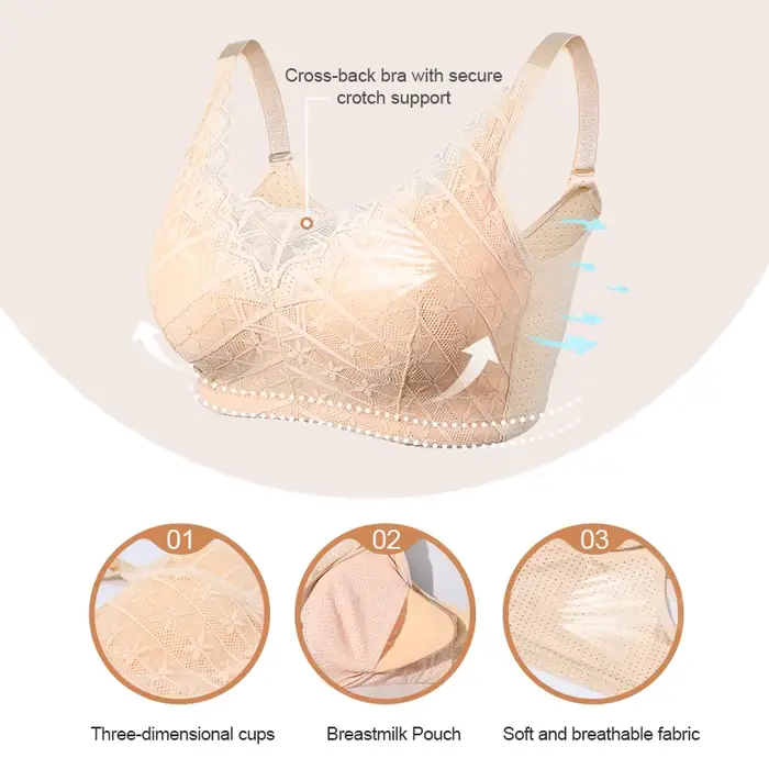 Soutien-gorge de mastectomie LERVANLA 2566 en polyester et élasthanne avec broderie solide pour femmes grandes tailles occasions quotidiennes et spéciales