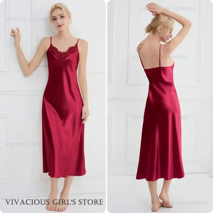 Chemise de nuit en satin polyester pour femme, sexy et confortable, idéale pour les nuits douces et les occasions spéciales