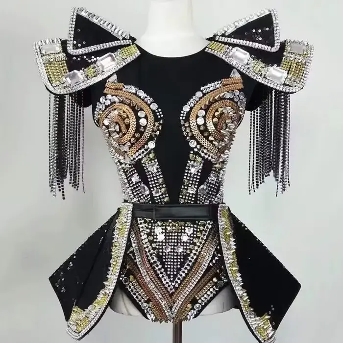 Krištáľový body catsuit s kamienkami pre tanečníkov