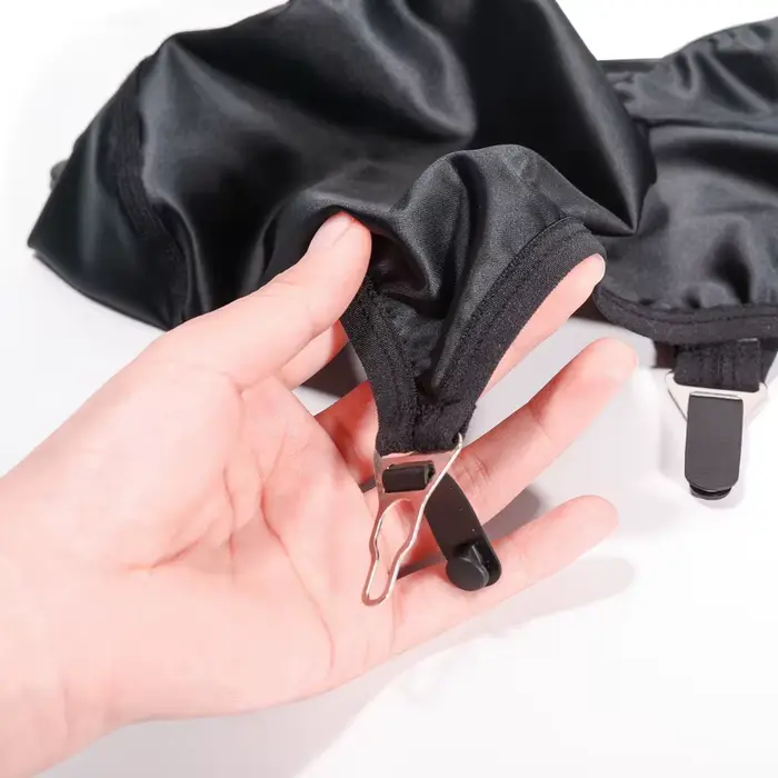 Jarretières vintage noires pour femmes, lingerie élastique sexy, jarretières brillantes à l'huile, boîte de nuit, clips métalliques, mini-jupe, pole dance, tenue de soirée