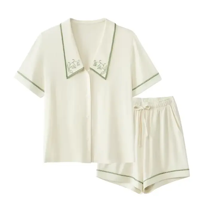 Ensemble de pyjamas SUJIIN pour femmes, 2 pièces, manches courtes, ensemble de détente, modal rafraî