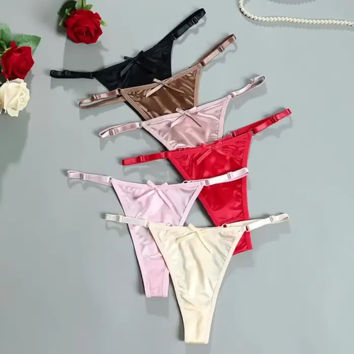 Culotte MoonBiffy en polyester taille basse avec arc délicat pour femmes, lingerie élégante et confortable pour toutes les occasions