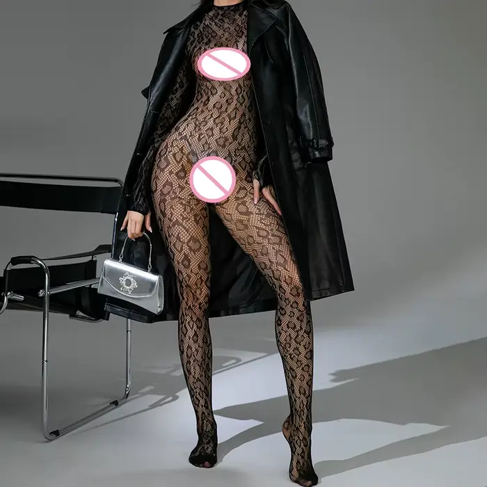 Dámske spodná bielizeň Leopard Vintage módne čipka-up obleky čierna Sexy Slim body Streetwear kombinézu s dlhými rukávmi nahé späť tvarovanie