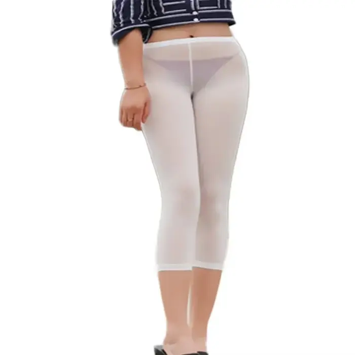 Pantalon court transparent à haute élasticité pour femmes, leggings transparents, vêtements d'été ba
