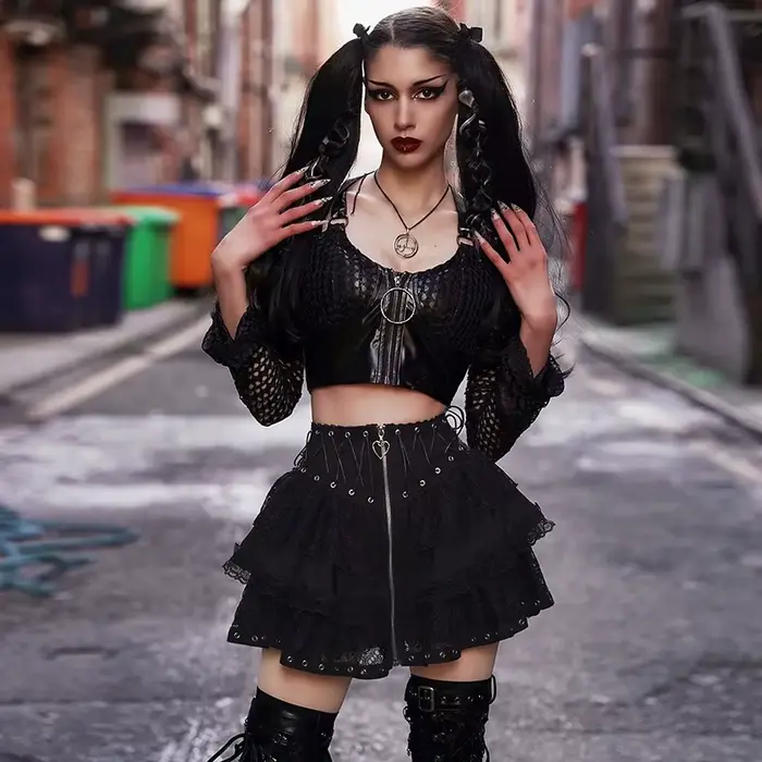 Vintage punk vysoký pás sukňa pre ženy