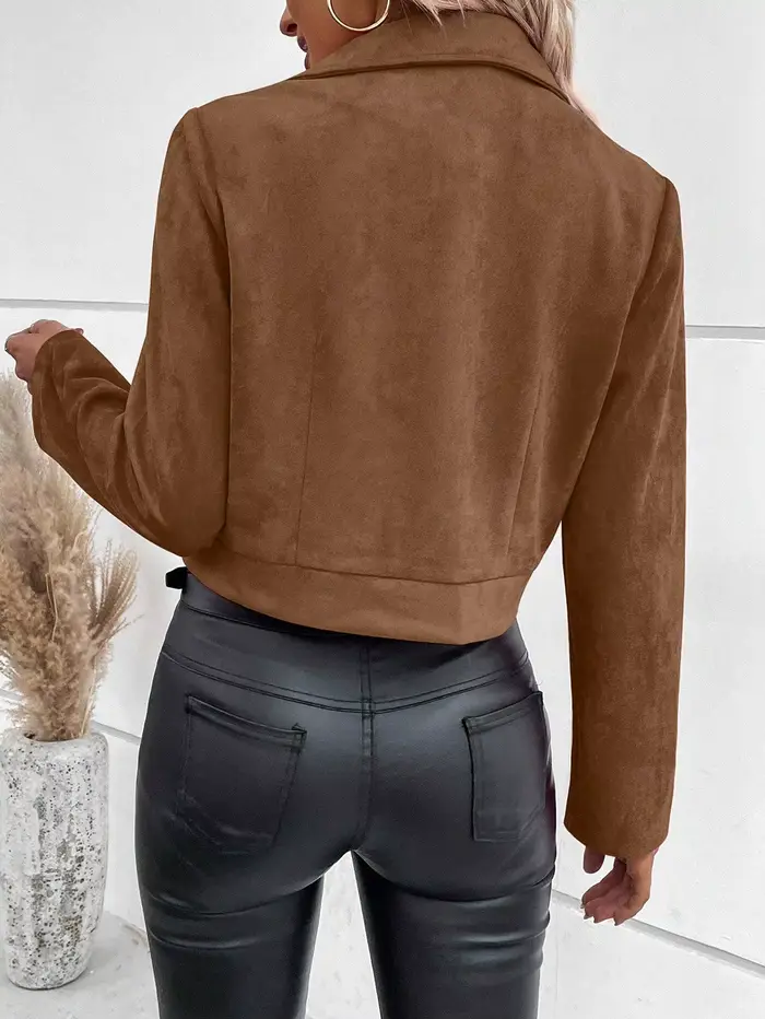 Veste femme en polyester mince avec zip et détails de motard pour automne hiver occasions spéciales