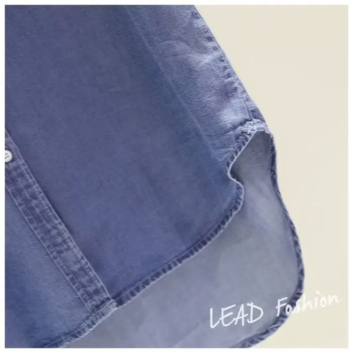 Blúzka v imitácii denim pre ženy, rolák, ležérne, mid-dĺžka, polyester a bavlna, pre späť do školy a domov