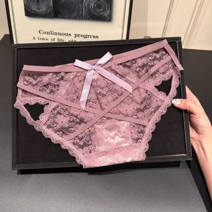 Dámske slipy, kvetinová výšivka, priehľadná čipka, sexy spodná bielizeň, nízky pás, prelamovaná sieťovina, bavlnené nohavičky, bavlnený rozkrok