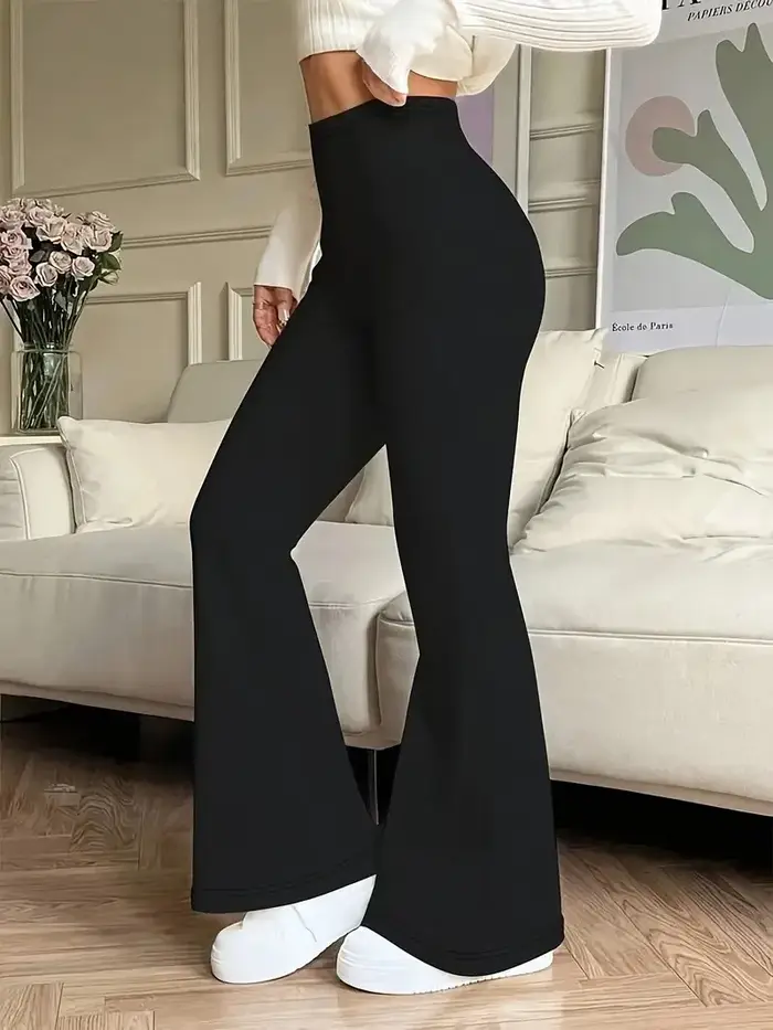 Pantalons de yoga évasés taille haute pour femmes, leggings noirs sexy, pantalons décontractés, bas 