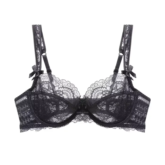 Soutien-gorge en dentelle transparente pour femmes, haut brodé, soutiens-gorge push-up pour femmes, 