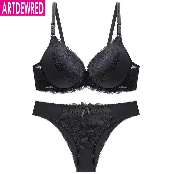 Dámske vyšívané spodná bielizeň nastaviť push-up čipky podprsenka Sexy krátke sady veľké veľkosti