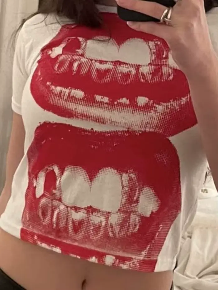 T-shirt Punk Y2K à Manches Courtes pour Femme, Haut de Rue Gothique, Loisirs Basiques, Été 2024
