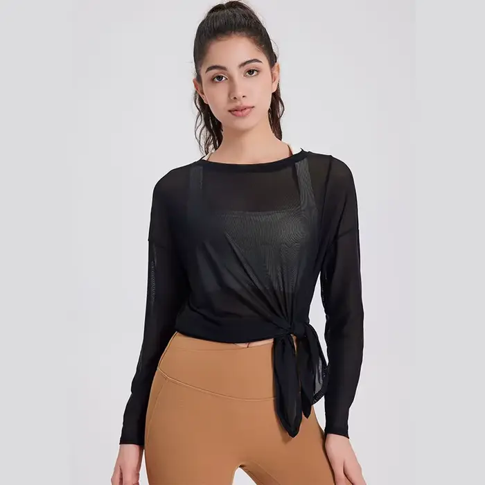 Chemise de yoga à manches longues pour femmes, chemisier de course en plein air, haut de gym respira