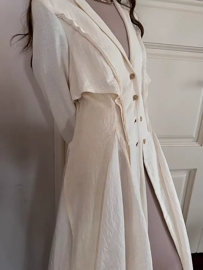 Manteau en lin Lautaro jeseň Dlhý tenký strih splývavý a rozšírený élégant pour femmes toutes saisons