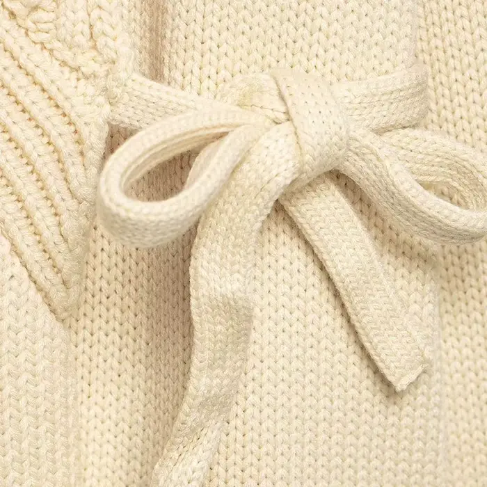 NLZGMSJ Cardigan Femme 2026 Printemps Épais Manches Longues Irrégulier à Nouer Ample Tricoté Manteau