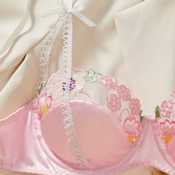 Ensemble soutien-gorge et culotte sexy pour femme, sous-vêtements transparents, mignon, exotique, broderie forale, costume 자옷 artenекек ». onderь.......