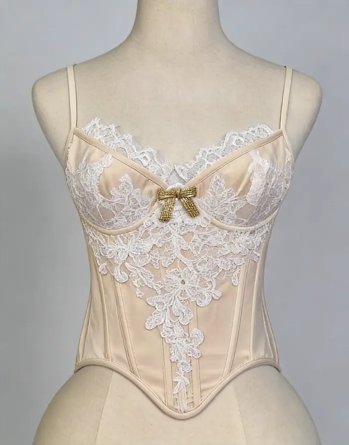 Corset Bustier en Dentelle pour Femme, Modèle Overbust avec Bonnets, à Lacets et Baleiné, Hauts Scul