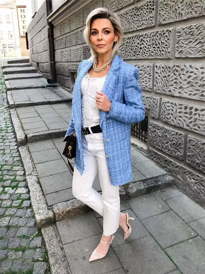 Tvíd – vintage sako voľného strihu a elegantné pre ženy