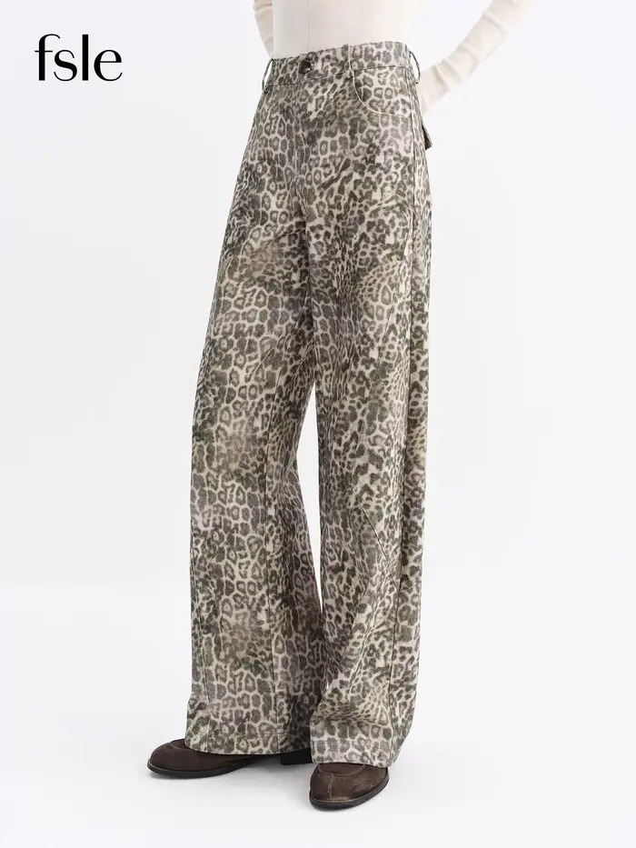 FSLE Nouveautés Jeans évasés pour femmes, imprimé léopard rétro, pantalon bootcut, style vintage Y2K