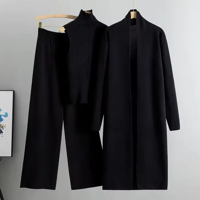 Ensemble 3 pièces élégant et tendance pour femme en tricot Hiver et Automne 2026 : Cardigan, Pull et