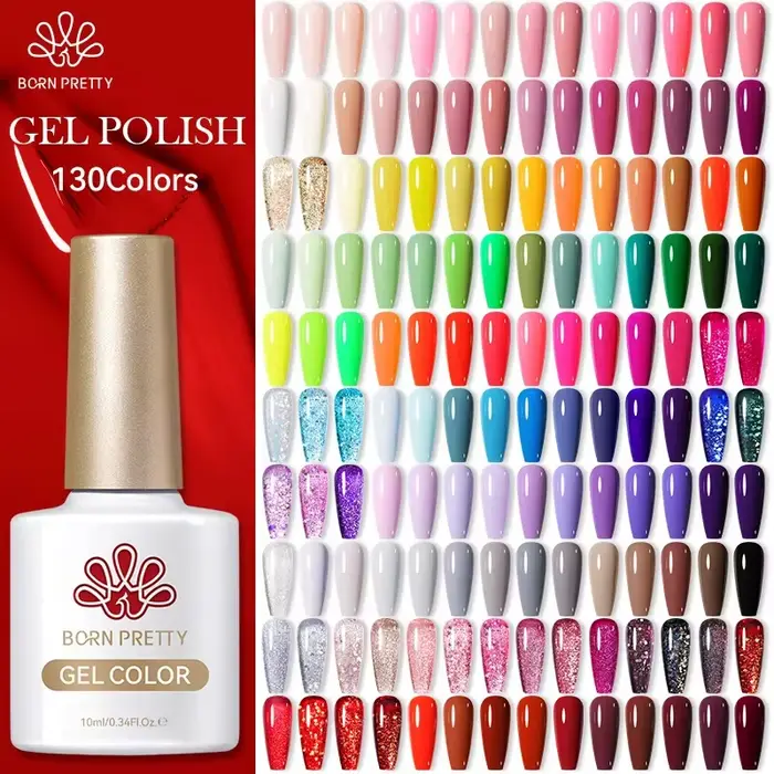 BORN PRETTY 130 farieb Gélový lak na nechty 10ml Polostály lak Nail Art manikúra namáčanie LED UV Gél lak na