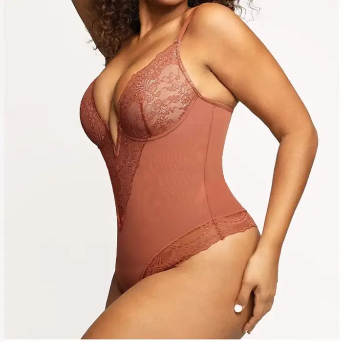 GUUDIA Body doux soyeux toucher couche Body 2 couches Shapewear ouvert entrejambe combinaison doux lisse corps Shaper dentelle Body