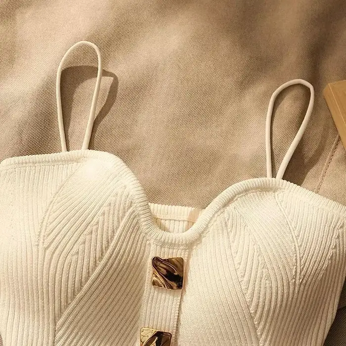 Letný krížový úplet podväzok pre ženy Francúzsky štýl Sexy krása Tielko vypasovaný strih bez rukávov Tričko bez vankúšika