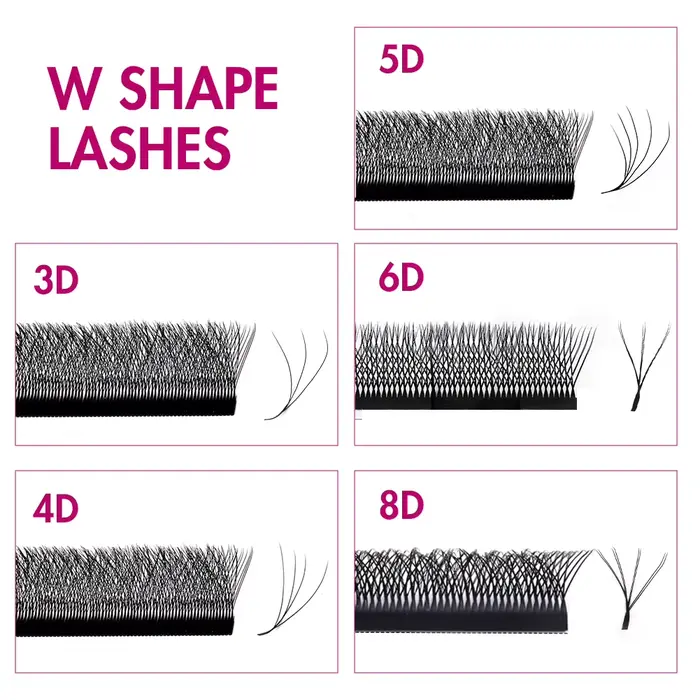 FADVAN 3D/4D/5D/6D/7D/8D W C D Curl tvarované prírodné norkové mihalnice predpripravené objemové vejáre