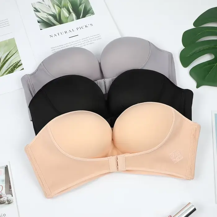 Predné uzavretie Sexy podprsenka bez ramienok ženy Neviditeľné Push Up podprsenka spodná bielizeň pre ženy postavil bralette bezšvíkové