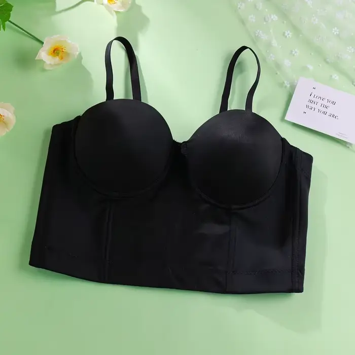 Sexy dámska podprsenka, jeden kus, polovica šálky, pletená z polyesteru, akrylu a nylonu, s kosticami a háčikom a okom, elegantná pre všetky príležitosti