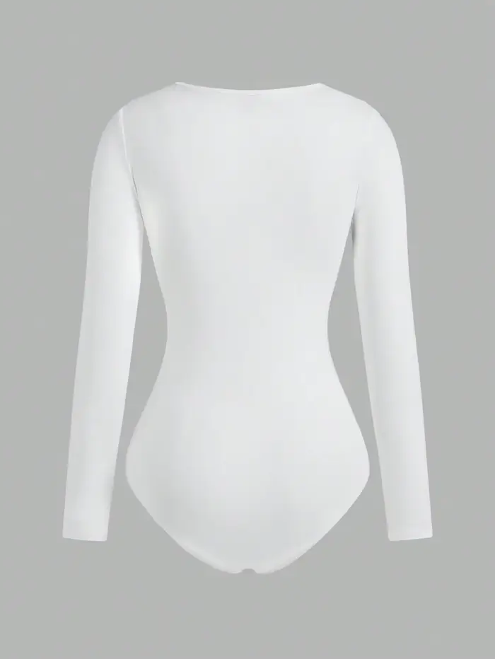 Body une pièce à manches longues pour femme, 3 pièces, col carré, entrejambe ouvert, Streetwear, vêt
