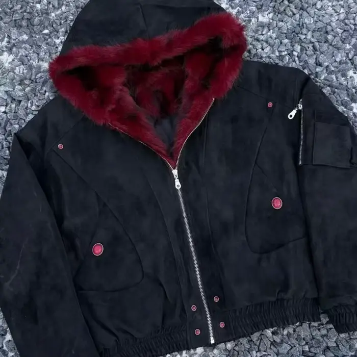 Zosilnený gotický kožušinový golier čierny Retro americká horská socha Pánska a dámska móda Punk voľný nadrozmerný
