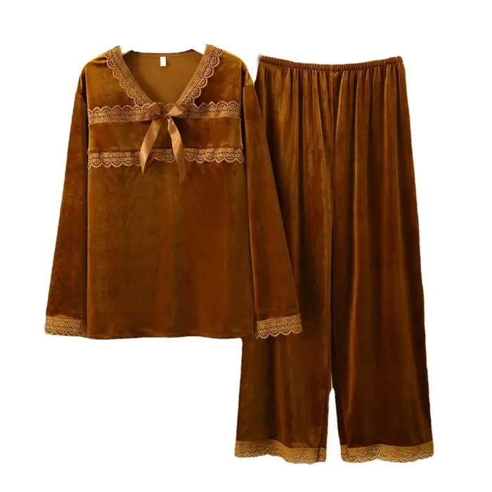 Pyjama féminin en polyester velours sexy et élégant pour les nuits confortables et les occasions spéciales